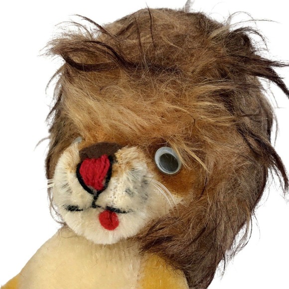 Vintage Mohair Lion Plush Stuffed Toy Google Googly Eyes - Picture 2 of 10